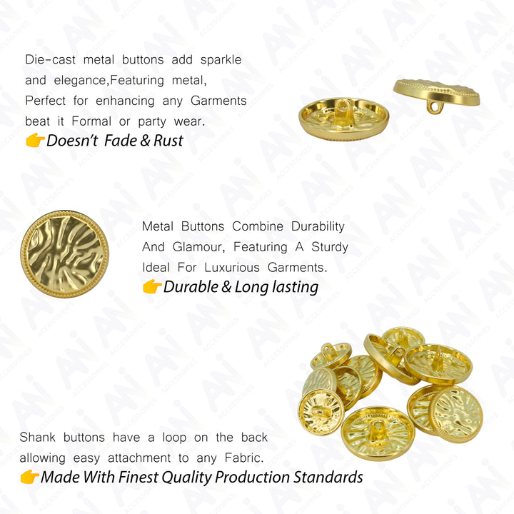Metal shank gold button