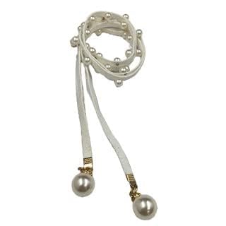 Cord Suede Belt with Pearl Accents