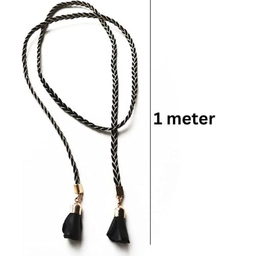 Rose Accentuated with Floral Tassel Braided Cord Belt