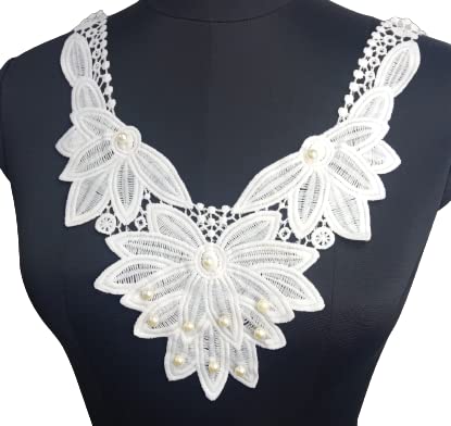 Elongated Lace Floral Peral Neckline