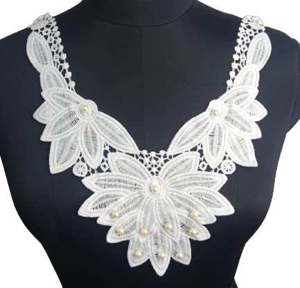 Elongated Lace Floral Peral Neckline