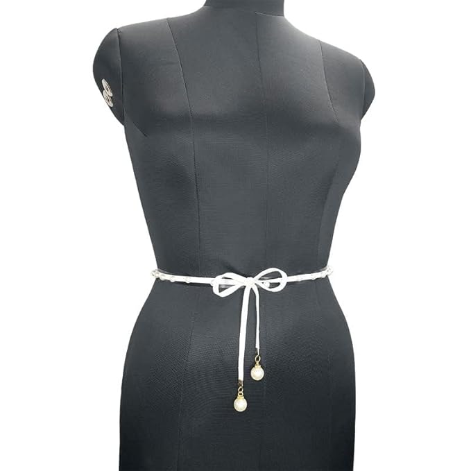 Cord Suede Belt with Pearl Accents