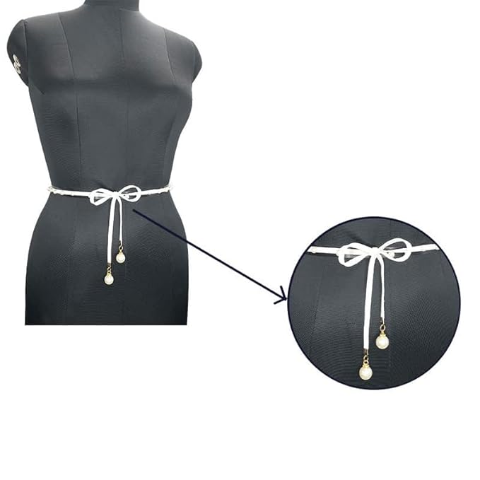 Cord Suede Belt with Pearl Accents