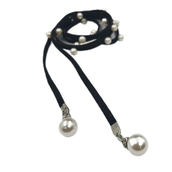 Cord Suede Belt with Pearl Accents
