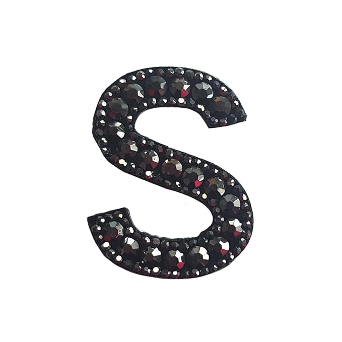 Letter W Black Rivet Hematite Hot fix Or Sew Patch