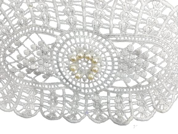 Oval Floral Pearl Sew Patch