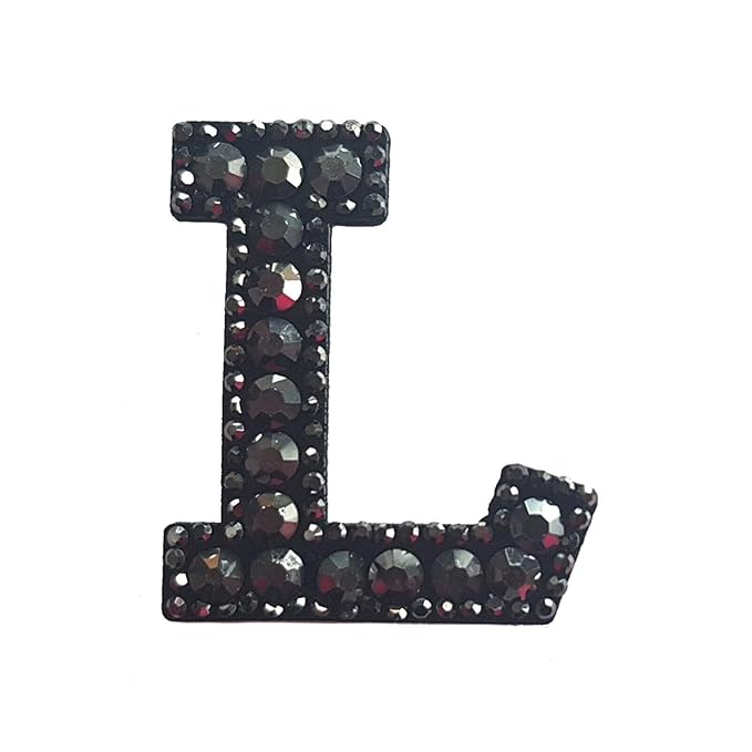 Letter W Black Rivet Hematite Hot fix Or Sew Patch