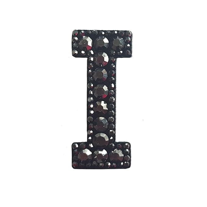Letter W Black Rivet Hematite Hot fix Or Sew Patch