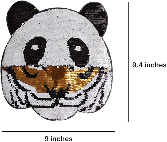 2 in One Panda and Tiger Face Sequins Patch