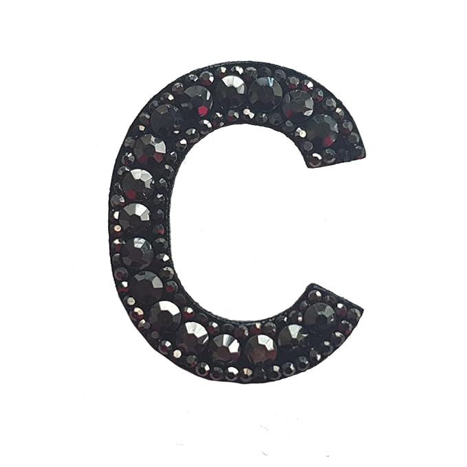 Letter W Black Rivet Hematite Hot fix Or Sew Patch