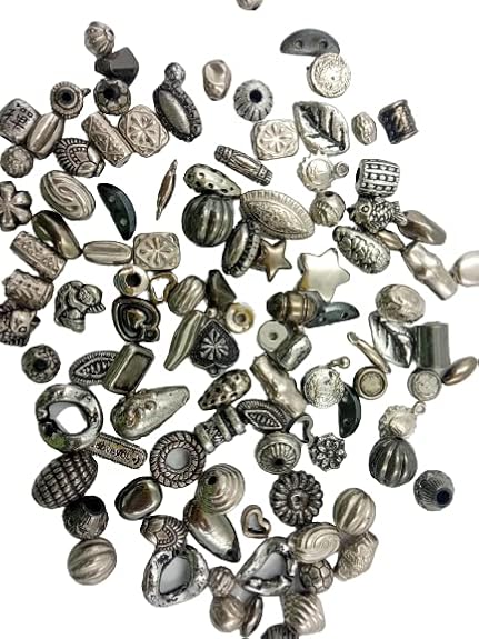Silver and Gunmetal Bead Assortment Set (25 pieces)