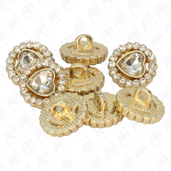 Golden Heart Button with Diamond Accents