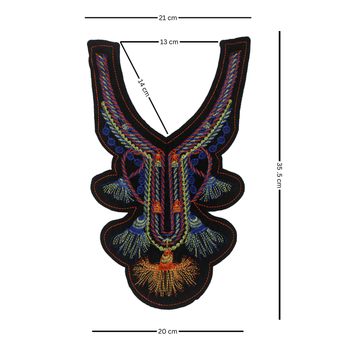 Multicolor Boho Embroidered Scoop Neckline Patch