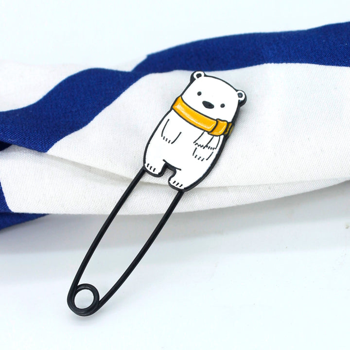 Lovely Polar Bear Fancy Safety Pin Brooch