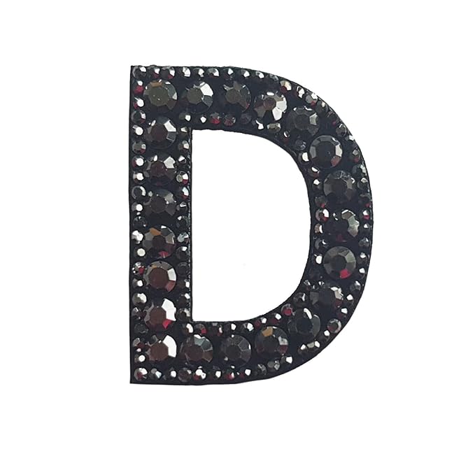 Letter W Black Rivet Hematite Hot fix Or Sew Patch
