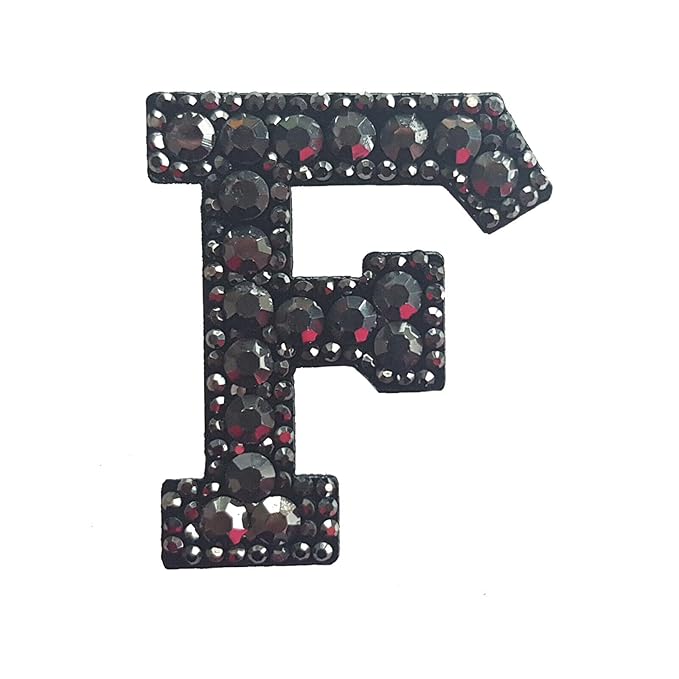 Letter W Black Rivet Hematite Hot fix Or Sew Patch