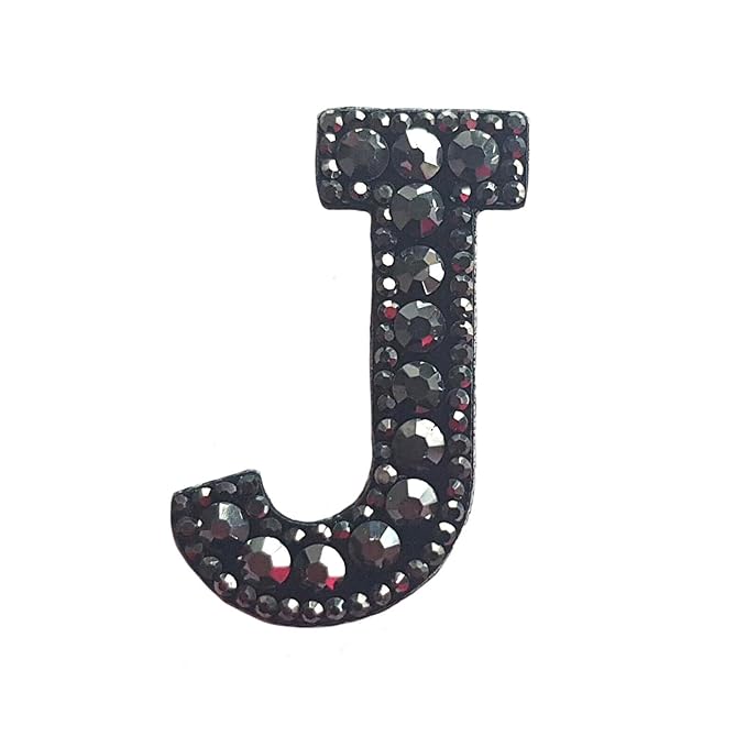 Letter W Black Rivet Hematite Hot fix Or Sew Patch