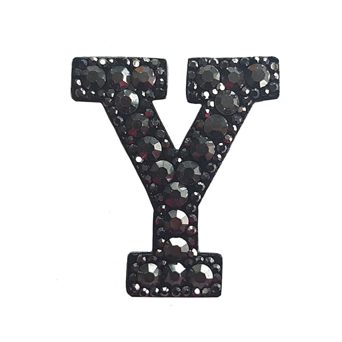 Letter W Black Rivet Hematite Hot fix Or Sew Patch