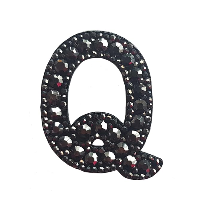 Letter W Black Rivet Hematite Hot fix Or Sew Patch