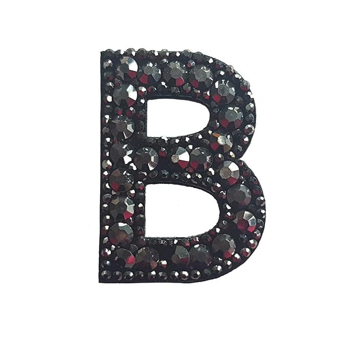 Letter W Black Rivet Hematite Hot fix Or Sew Patch