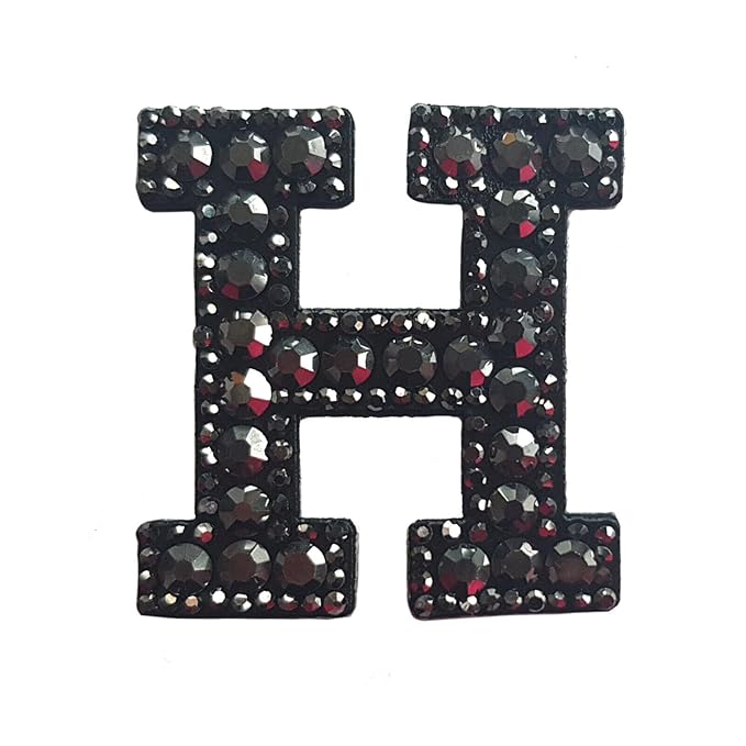 Letter W Black Rivet Hematite Hot fix Or Sew Patch