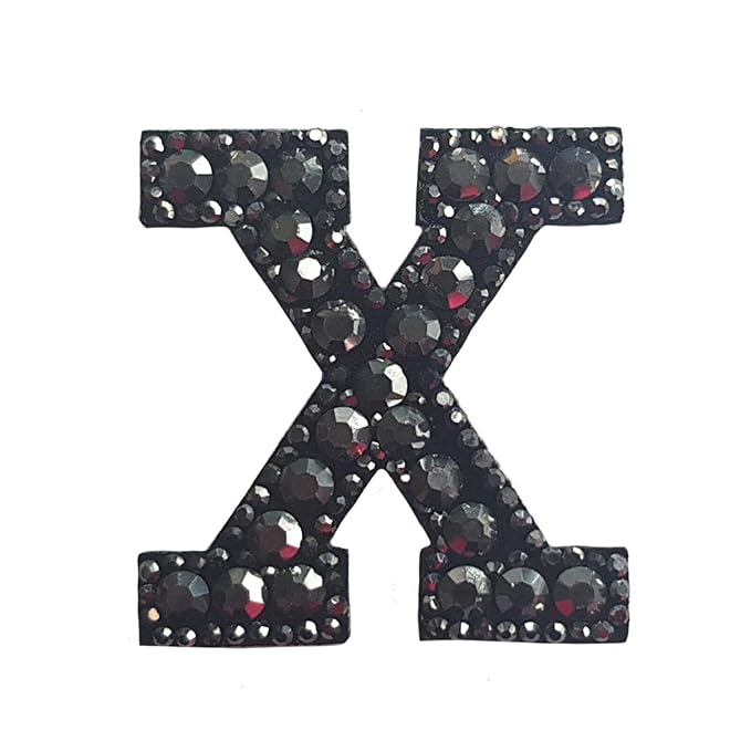 Letter W Black Rivet Hematite Hot fix Or Sew Patch