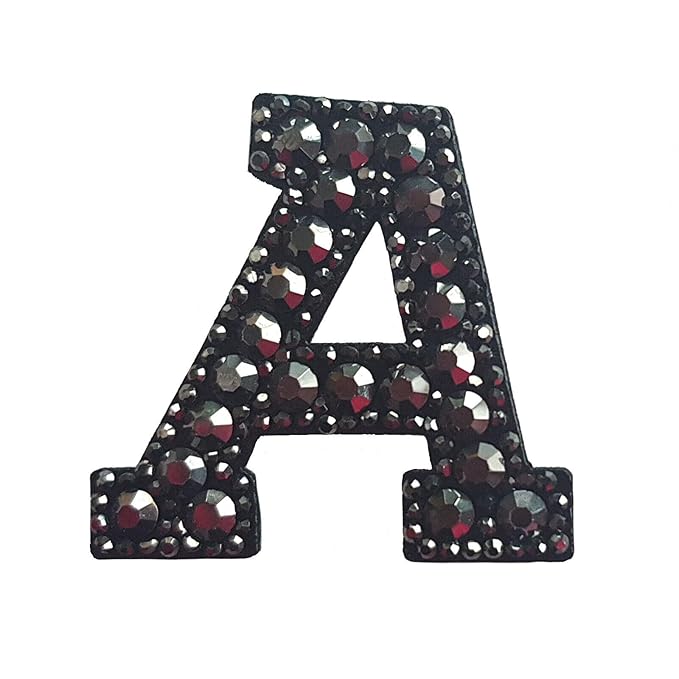 Letter W Black Rivet Hematite Hot fix Or Sew Patch