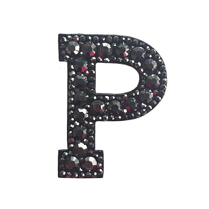 Letter W Black Rivet Hematite Hot fix Or Sew Patch
