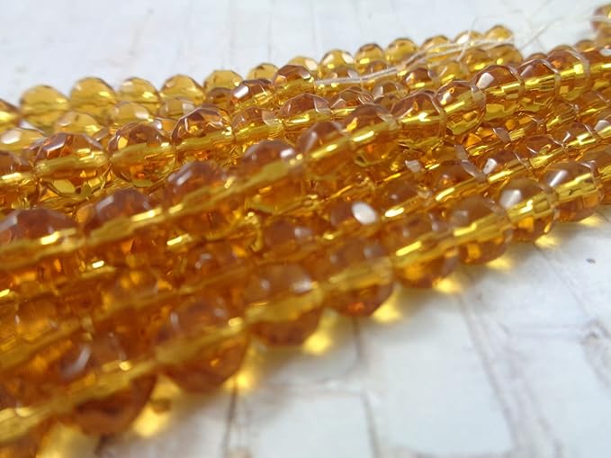 Shiny mustard yellow Bicone Shape Beads