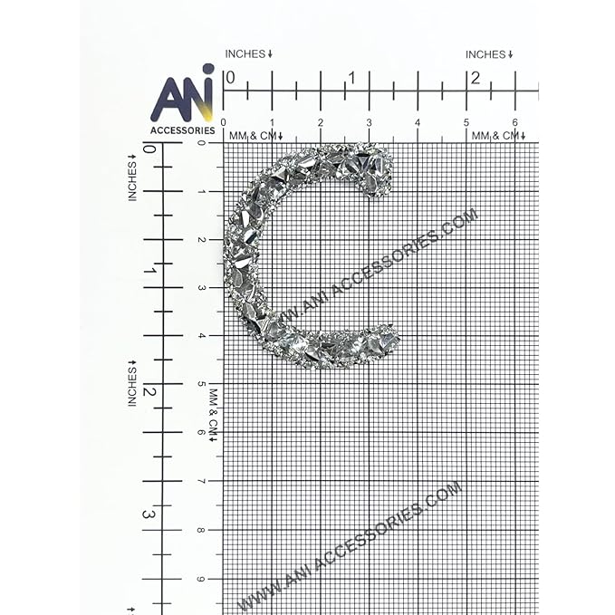 Letter B White Sparkling Rhinestone Patch