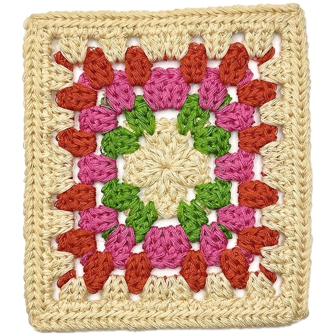 Colorful Floral Design Granny Square Patch