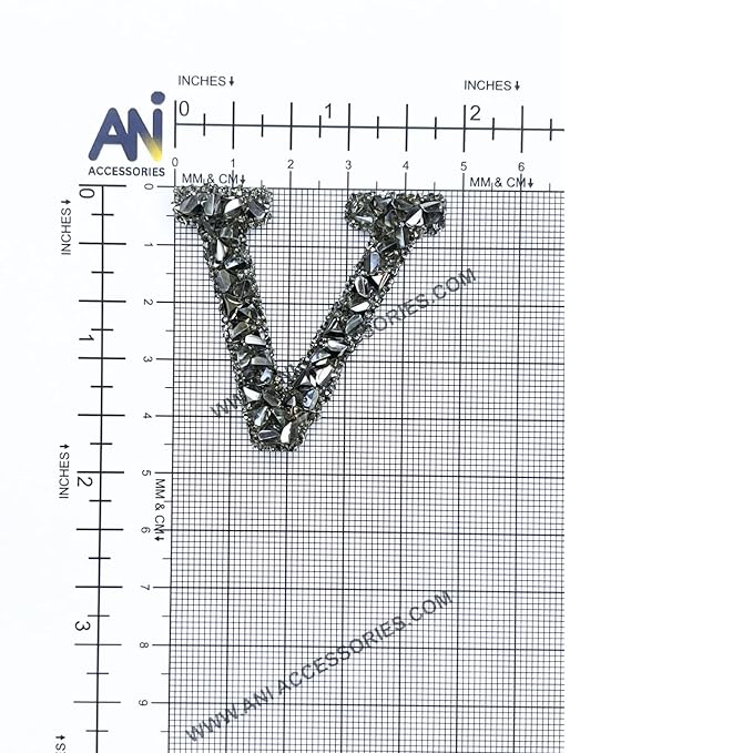 Letter Y Black Sparkling Rhinestone Patch