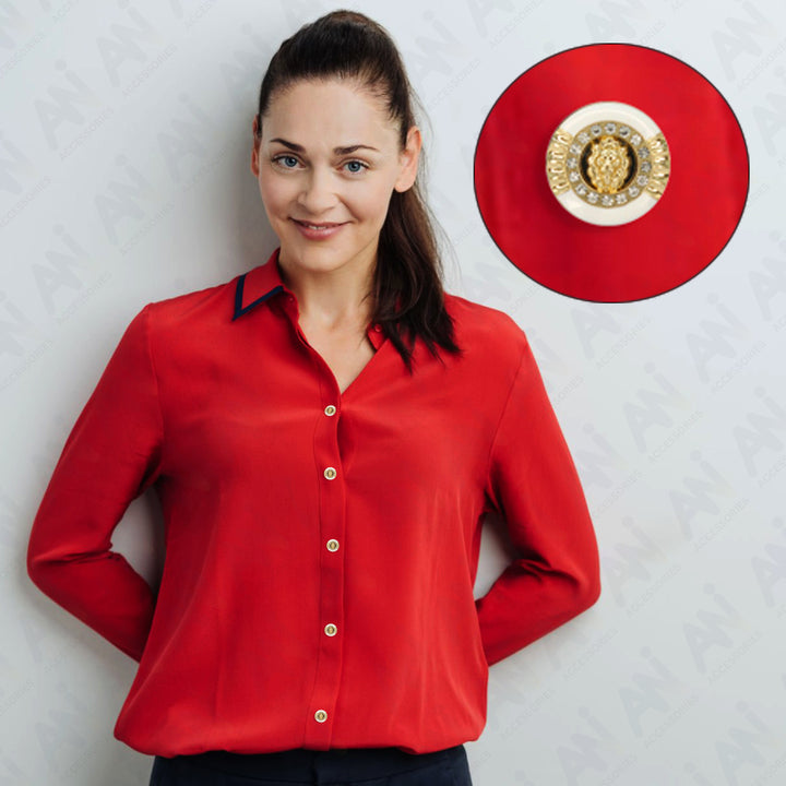 Lion Rhinestone Shirt Buttons
