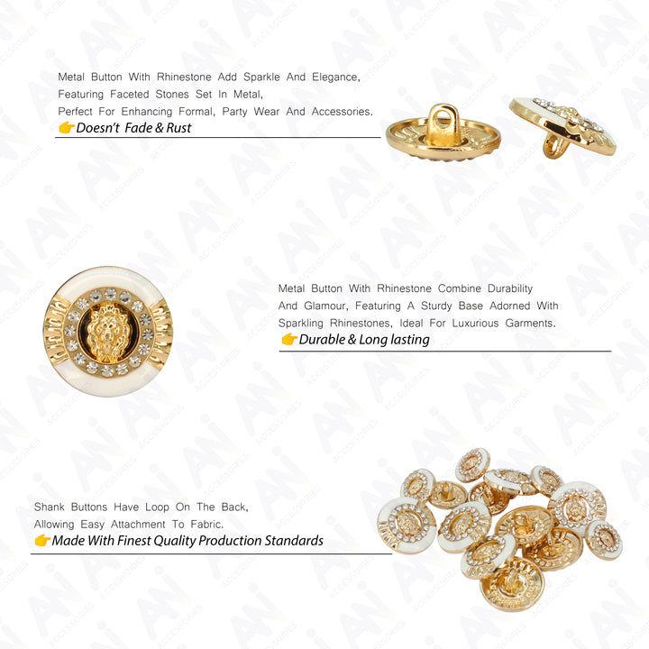Lion Rhinestone Shirt Buttons