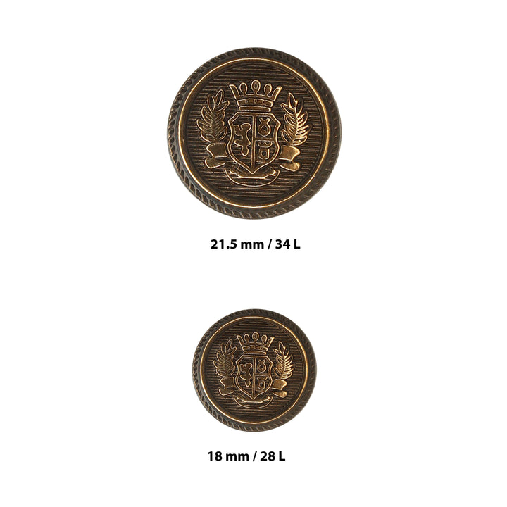 Royal imperial crest Metal Shank button (6 Big + 6 Small)