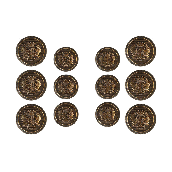 Royal imperial crest Metal Shank button (6 Big + 6 Small)