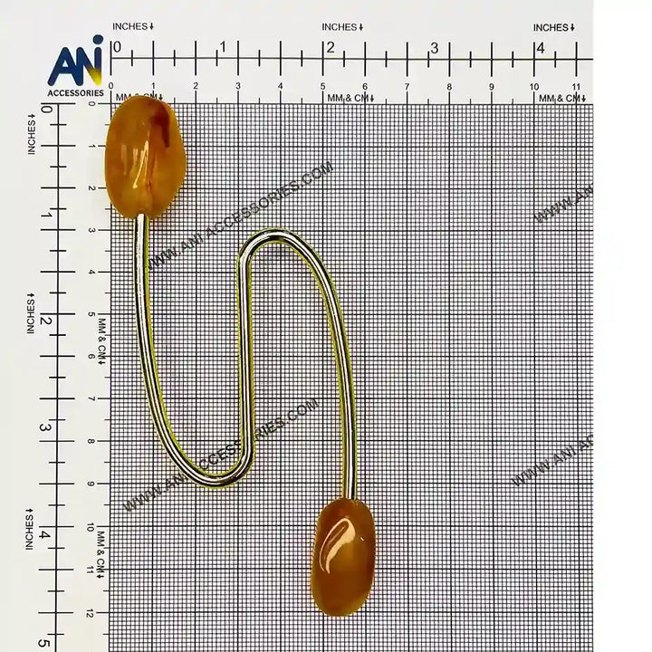 Ani Accessories S-Shaped with Amber Accents Design Buckle  placed on a size char bar graph.