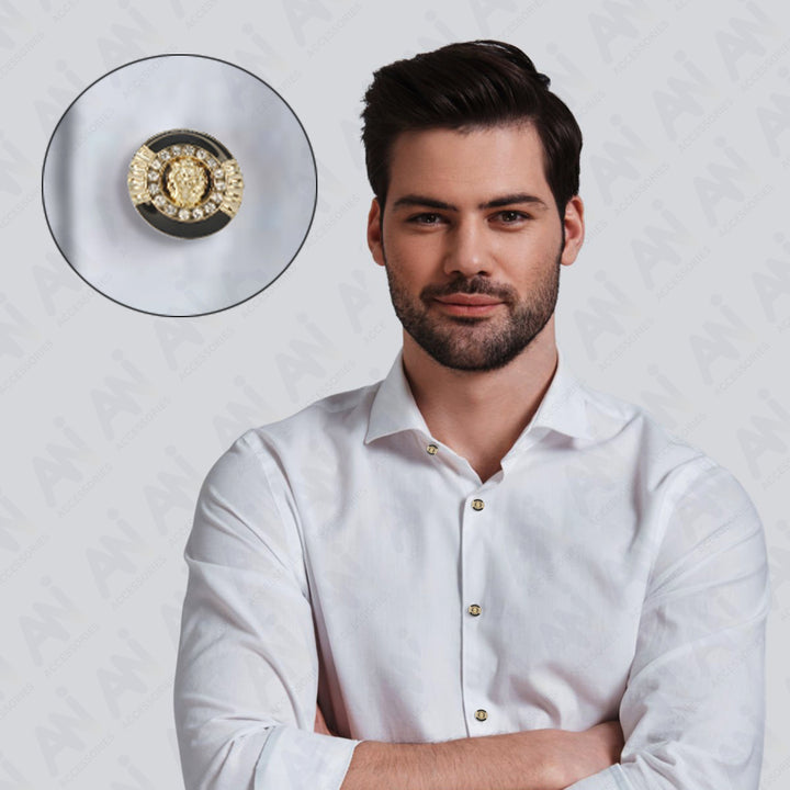 Lion Rhinestone Shirt Buttons