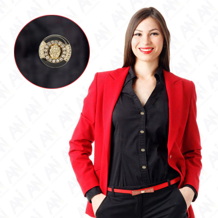 Lion Rhinestone Shirt Buttons