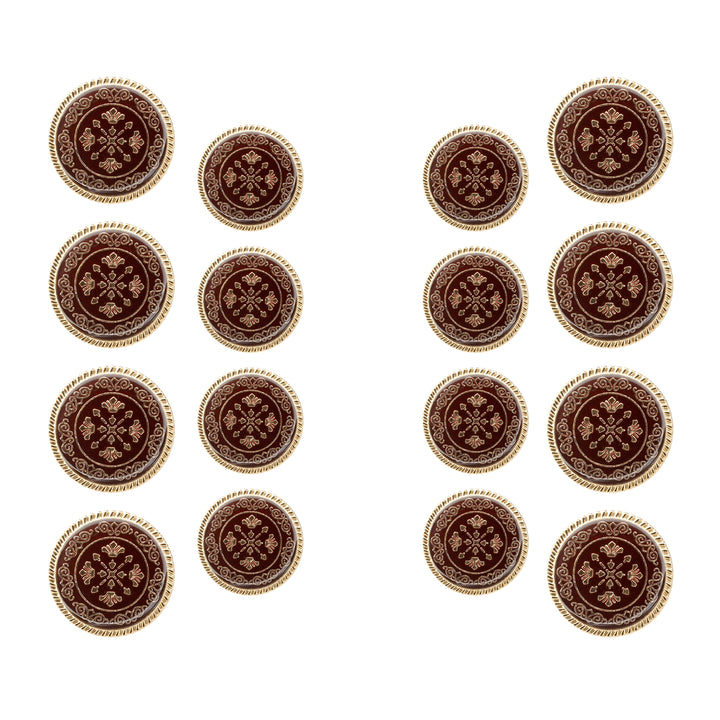 Ornate Snowflake Metal Buttons (8 Big + 8 Small)