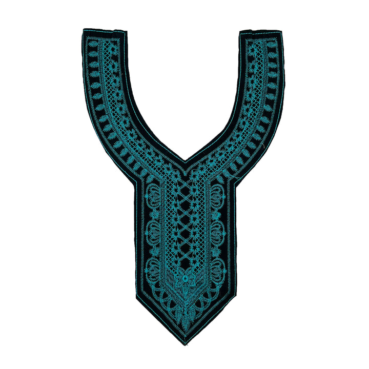 Navy blue embroidery neckline