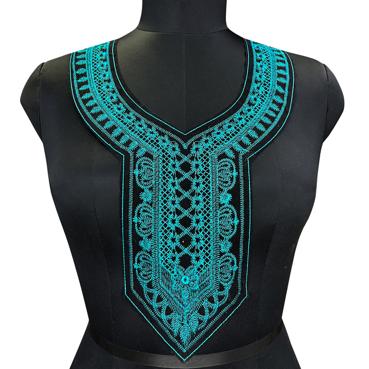 Navy blue embroidery neckline