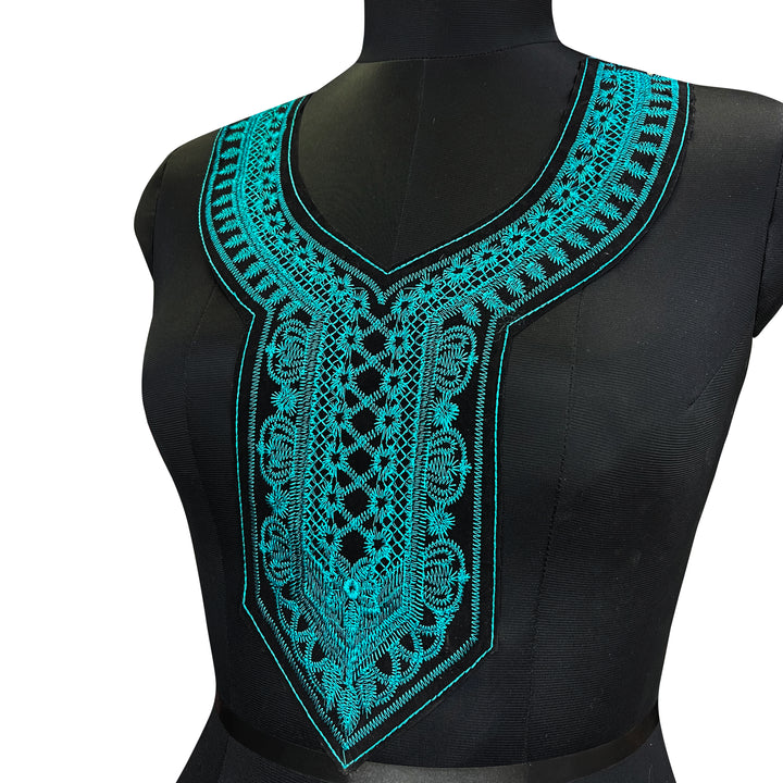 Navy blue embroidery neckline