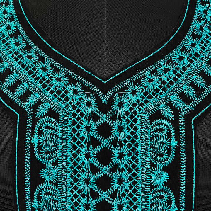 Navy blue embroidery neckline