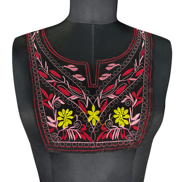 Embroidered Elegance floral and leafy neckline