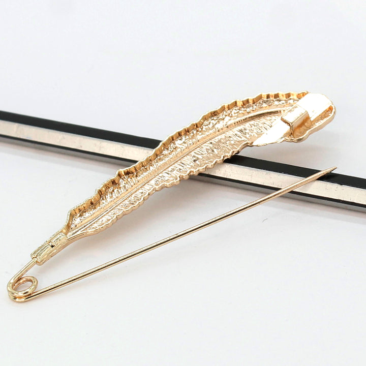 Feather Style Safety Pin Brooch