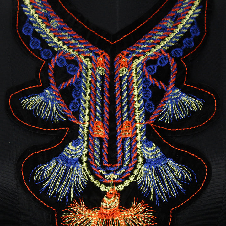 Multicolor Boho Embroidered Scoop Neckline Patch