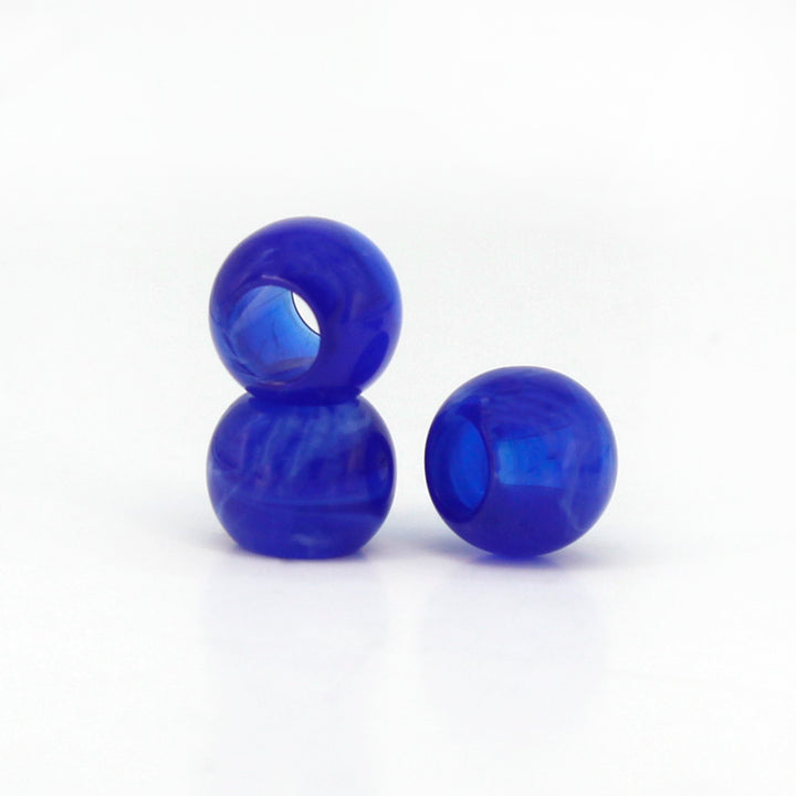 Marbled Blue Barrel Beads