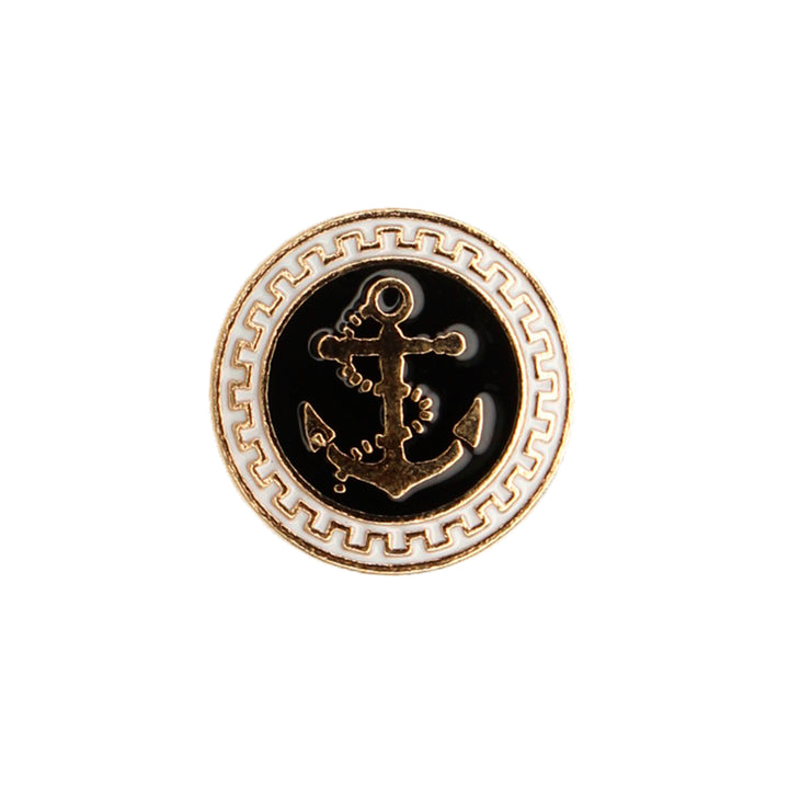 Gold and Black Anchor shank Metal Button (Pack of 8 Buttons)