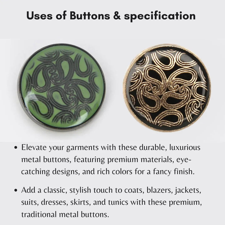 Paisley Metal Buttons